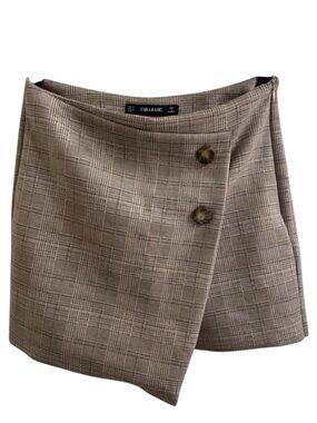ZARA Checkered Skort - Gray, XS
